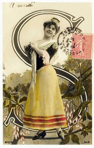 S：Mlle Caux，1900年代的艺术家-明信片中的字母 作者 罗伊特林格工作室