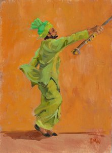 Indian green dancer with chimta, 2020 作者 苏威尔士