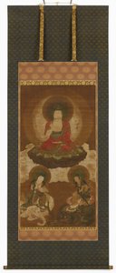 佛教三人组：释迦牟尼、文殊菩萨和普贤菩萨，江户时代，17世纪中叶至18世纪初。 作者 住吉国庆