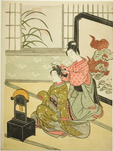 镜中秋月》，选自 "客厅八景 "系列 作者 铃木春信