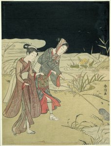 捕捉萤火虫 作者 铃木春信