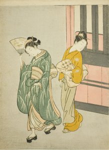 扇中清风（Ogi no seiran），选自 "客厅八景（Zashiki hakkei）"系列 作者 铃木春信