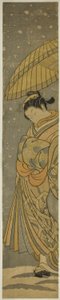 落雪中的花魁巡游 作者 铃木春信