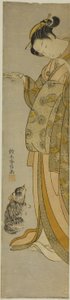 带着宠物的宫女 作者 铃木春信
