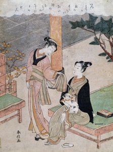 铃木春信（1725-1770）的《宫女》，日本 作者 铃木春信