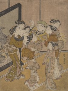 大黑斗鸡，大概是1766年。 作者 铃木春信