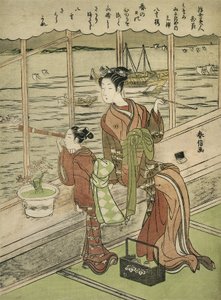 重瓣樱：南山崎的元浦 作者 铃木春信