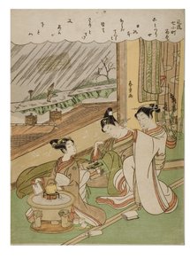 时尚的7个小町--小町天子，约1772-1773（纸上木版画） 作者 铃木春信