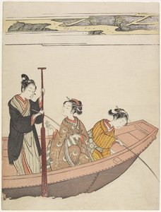 在隅田川的Mimeguri神社附近钓鱼，c。 1767 作者 铃木春信