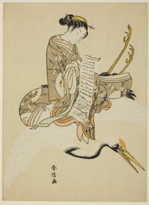骑鹤的女孩（模仿 Hi Chobo [中文名：费章芳]）...... 作者 铃木春信