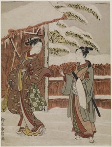 从Kabuki播放女性版的Ptted Trees中的场景，c。 1768 作者 铃木春信