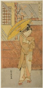 元祖夜雨》，选自 "能咏八景模仿 "系列 作者 铃木春信