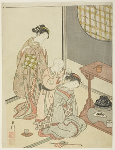 茶摊夜雨》，选自 "客厅八景 "系列 作者 铃木春信