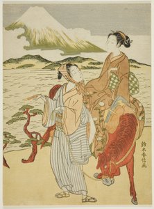驻足欣赏富士山（模仿有原成平的东游记） 作者 铃木春信