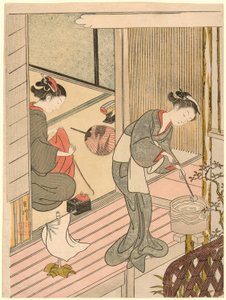 毛巾架的归帆》，选自 "客厅八景（座敷八景）"系列 作者 铃木春信