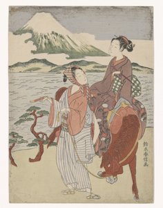 马背上吸烟的男女 作者 铃木春信