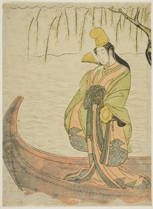 站在浅间船上的白鸟吉舞者 作者 铃木春信