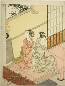 时钟的晚钟（Tokei no bansho），选自 "客厅八景（Zashiki hakkei）"系列 作者 铃木春信
