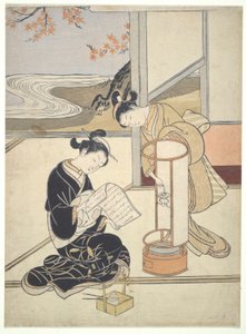 安东的晚霞座敷白溪 作者 铃木春信