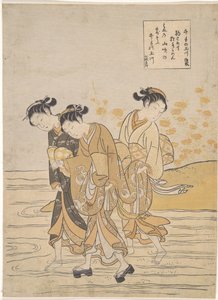 东方艺术：山代省伊德的多摩河》由铃木春信（1724-1770）绘制，约1768年。彩色木刻，27.3x18.9。私人收藏 作者 铃木春信