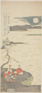 诗人仲麻吕（阿部仲麻吕），选自 "百位诗人的一百首诗（Hyakunin isshu no uchi）"系列 作者 铃木春信