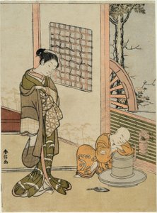 沉睡的茶童（模仿北索） 作者 铃木春信