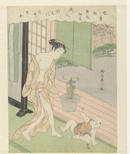 女人和淘气的孩子 作者 铃木春信