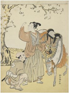 年轻的武士观赏樱花作为Kaoru王子的冥想，c。 1767 作者 铃木春信