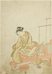 织布机前的年轻女子 作者 铃木春信