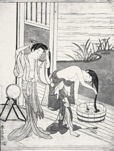 年轻妇女在他们的厕所 作者 铃木春信