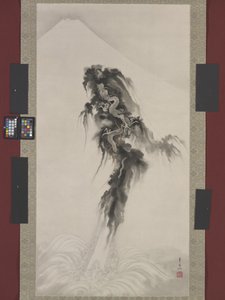 升龙和富士山（纸本水墨金画） 作者 铃木纪津