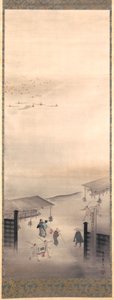 吉原和品川，江户时代（丝绸上的墨水、色彩和金） 作者 铃木纪津