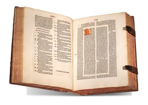 De civitate Dei，河马的奥古斯丁的托马斯·韦利斯（Thomas Waleys）（卒于1349年之前）和尼古拉·特里维（Nicolaus Trivet（1258？-1328）的评论）印刷1489年（牛皮纸） 作者 Swiss School