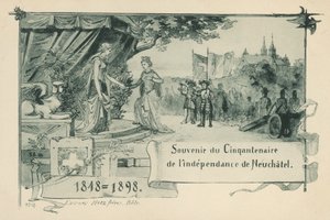 1848年纳沙泰尔宣布在瑞士联邦内成立共和国50周年（平版）。 作者 瑞士学校