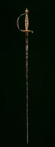 小剑，约1790-1800年（金配蓝色半透明珐琅，蚀刻，发蓝和镀金的钢）。 作者 瑞士学校