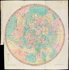 伦敦纬度的天体图，乌拉尼亚的镜子或天体图，约 1825 年（卡片，纸，纸巾，雕刻）