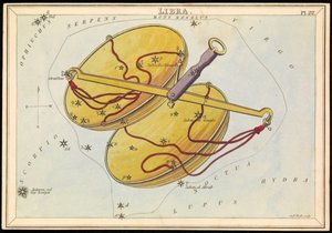 天秤座，约 1825 年（卡片、纸、纸巾）