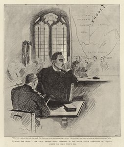 面对音乐，Cecil Rhodes先生正在接受南非调查委员会的审查 作者 Sydney Prior Hall