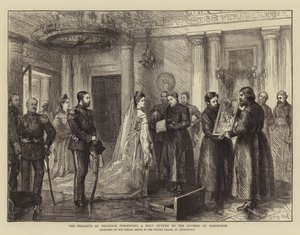斯摩棱斯克农民向爱丁堡公爵夫人展示神圣的画面 作者 悉尼先验厅