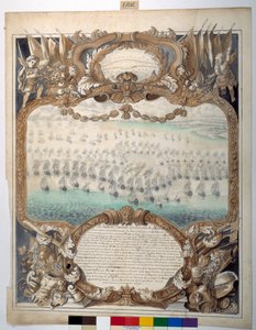 1676 年 4 月 22 日在阿古斯特附近进行的海战（黑色墨水和纸上水彩绘图笔） 作者 西尔文帽