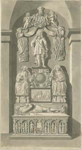 Patshull 教堂的内部 - Astley 墓葬：棕褐色绘图，nd [18 世纪末]（印刷品）
