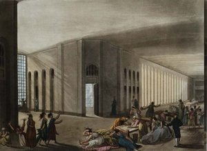 圣路加精神病院，出自阿克曼的《伦敦缩影》，约1800年（彩色雕刻）。
