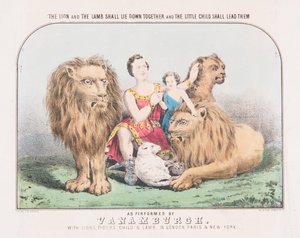狮子与羔羊在一起躺下，小孩子带领他们，约摄于1840年（纸上水彩） 作者 TW强