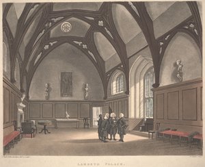 兰贝斯宫（Lambeth Palace），由约瑟夫·康斯坦丁·史达德勒（Joseph Constantine Stadler）雕刻（fl.1780-1812），于1808年出版（彩色浅绿色）