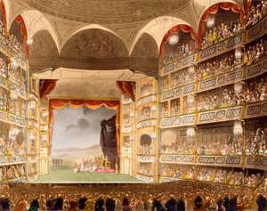 Drury Lane Theatre，来自 R. Ackermann 的《伦敦的缩影》插图