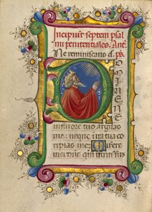 首字母 D：祷告中的大卫 作者 塔迪奥·克里维利（Taddeo Crivelli）