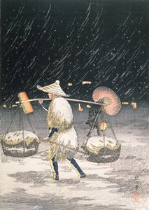 夜雪，19世纪30年代（彩色木版画） 作者 高桥弘明