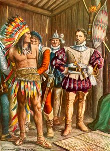 Ferdinando Cortes监禁Montezuma 作者 坦克雷迪·斯卡佩利