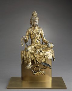 观音菩萨坐像，8 世纪（青铜，镀金） 作者 唐代中文学校