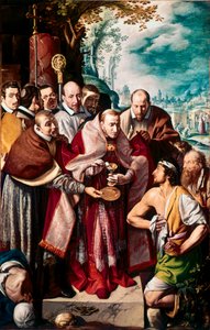 圣查尔斯博罗米传播瘟疫 意大利主教查尔斯博罗米（1538-1584 年）在 1576 年米兰瘟疫爆发期间为病人提供圣餐。坦齐奥·达·瓦拉罗（Antonio d